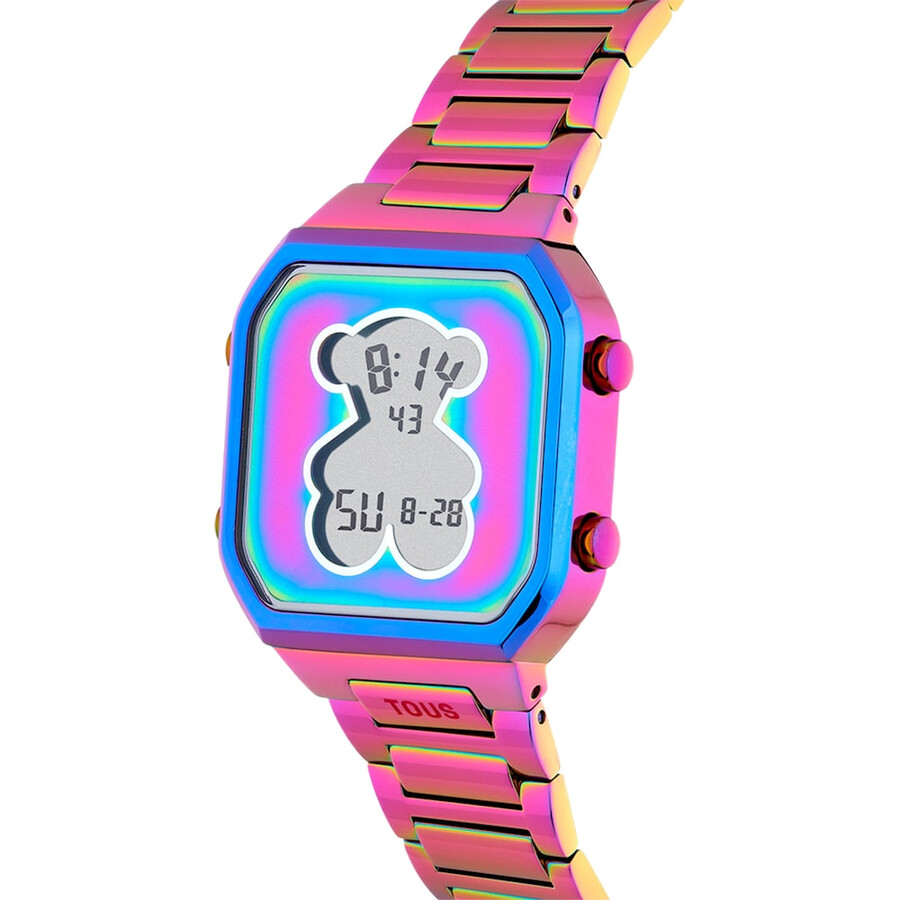 digitale uhr mit irisierendem ip-stahlarmband d-bear