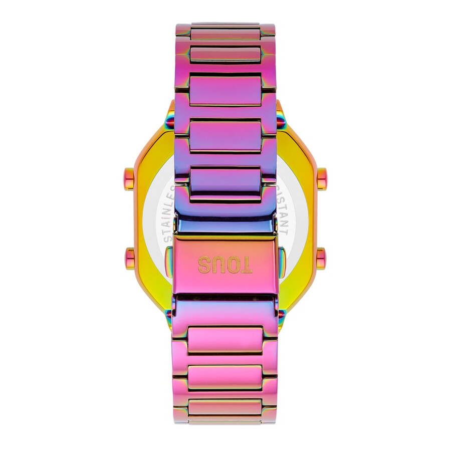 digitale uhr mit irisierendem ip-stahlarmband d-bear