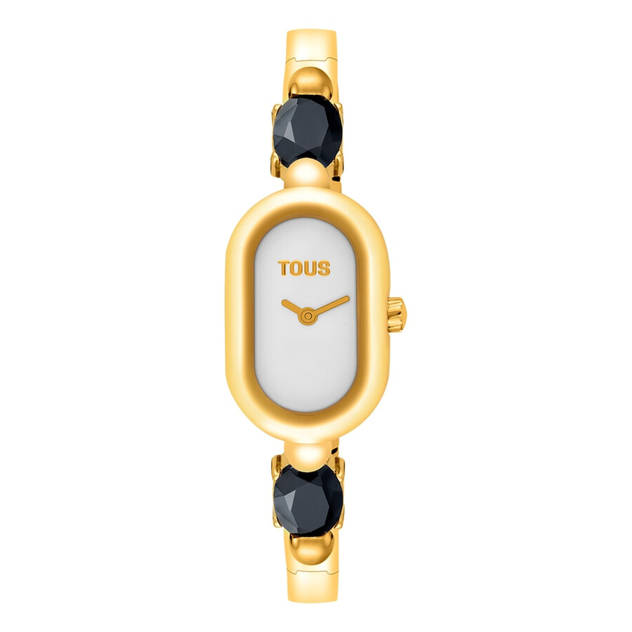 analoge uhr mit goldfarbenem ipg-stahlarmband und onyxfarbenem tous color-armband