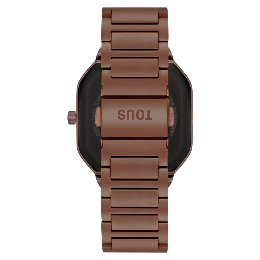 smartwatch mit braunem stahlarmband und zirkonia-fassung von b-connect