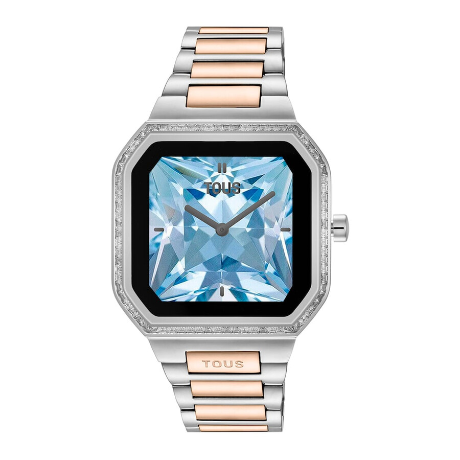 smartwatch mit edelstahlarmband und roségoldenem edelstahl und zirkonia b-connect