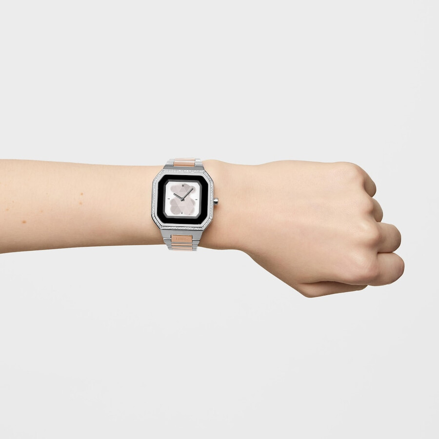 smartwatch mit edelstahlarmband und roségoldenem edelstahl und zirkonia b-connect