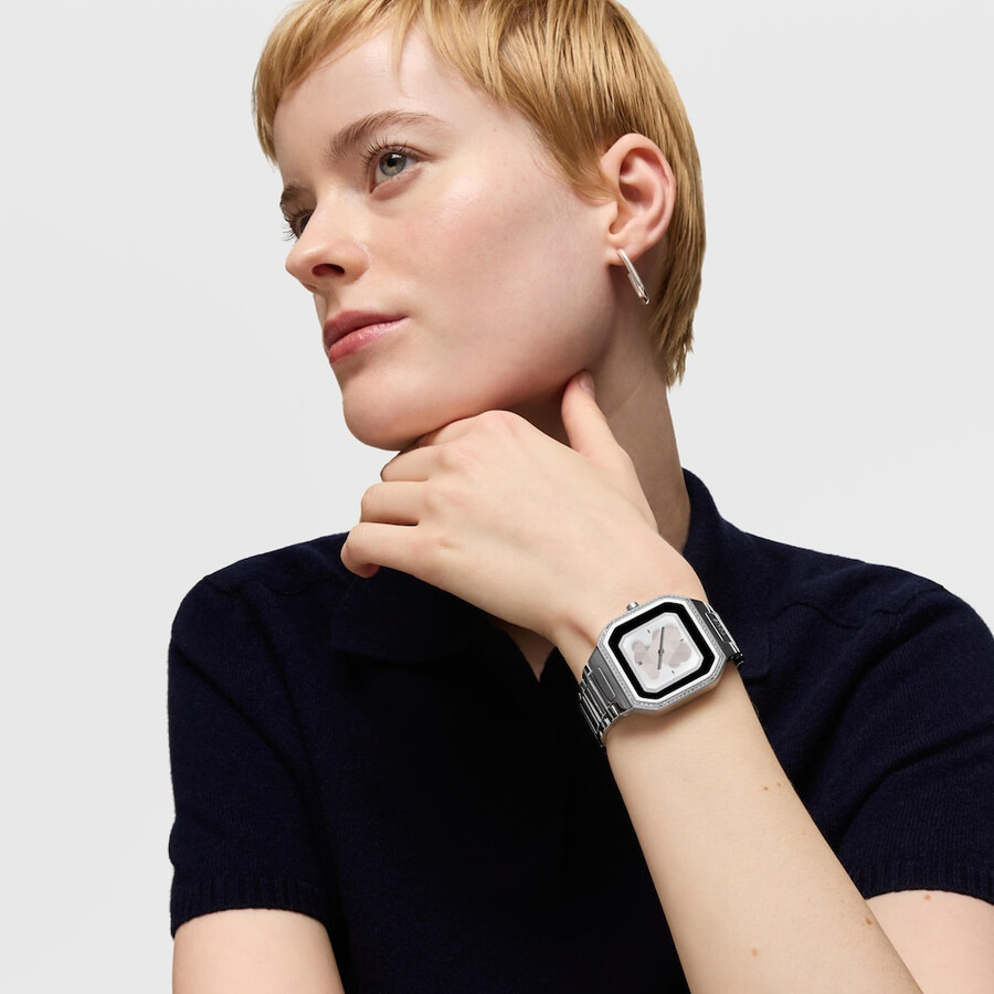 smartwatch mit stahlarmband und zirkonia b-connect