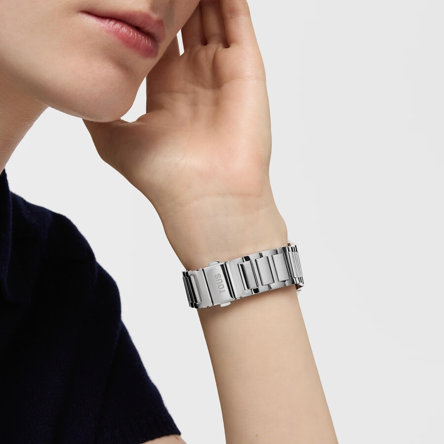 smartwatch mit stahlarmband und zirkonia b-connect