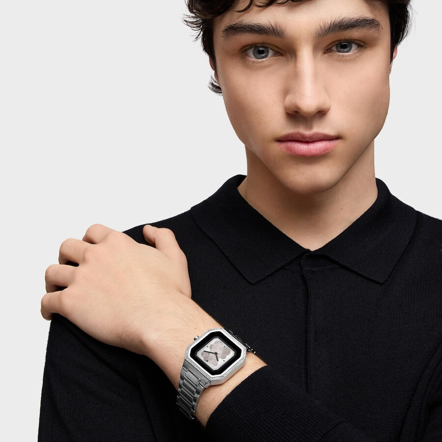smartwatch mit stahlarmband und zirkonia b-connect