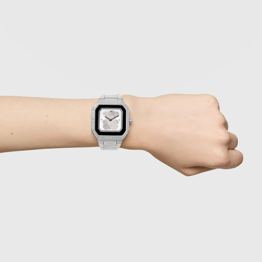 smartwatch mit stahlarmband und zirkonia b-connect