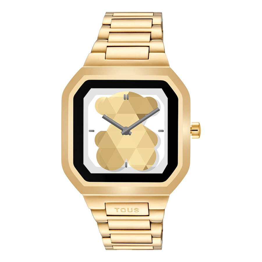 smartwatch mit goldfarbenem stahlarmband b-connect