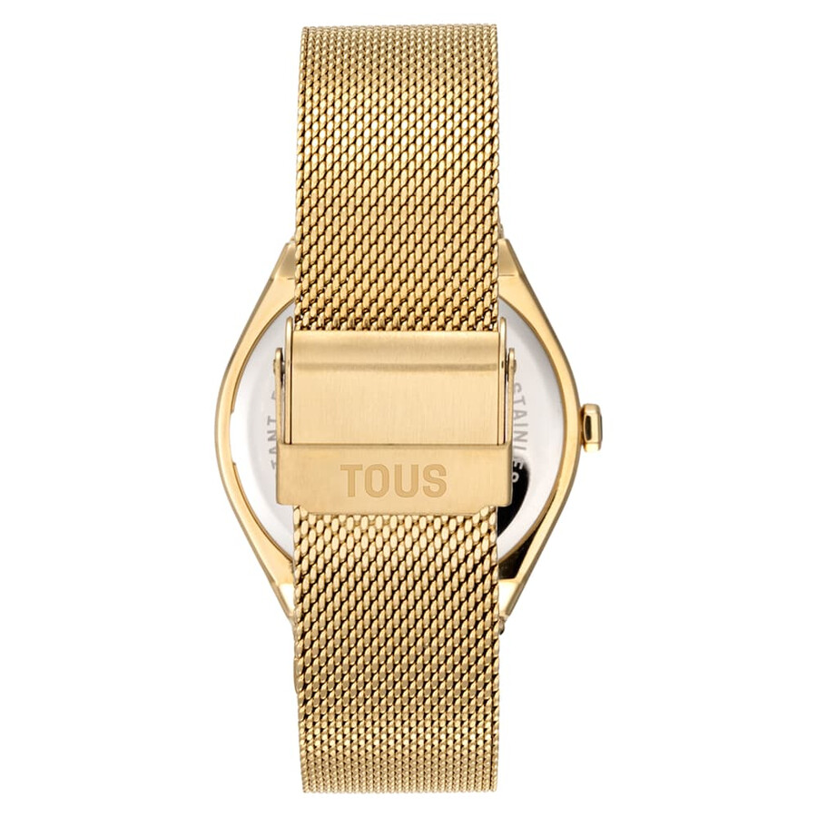 analoge armbanduhr mit goldfarbenem edelstahlarmband karat round mesh
