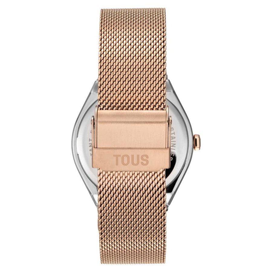 analoge armbanduhr aus roségoldenem edelstahl mit edelstahlarmband karat round mesh