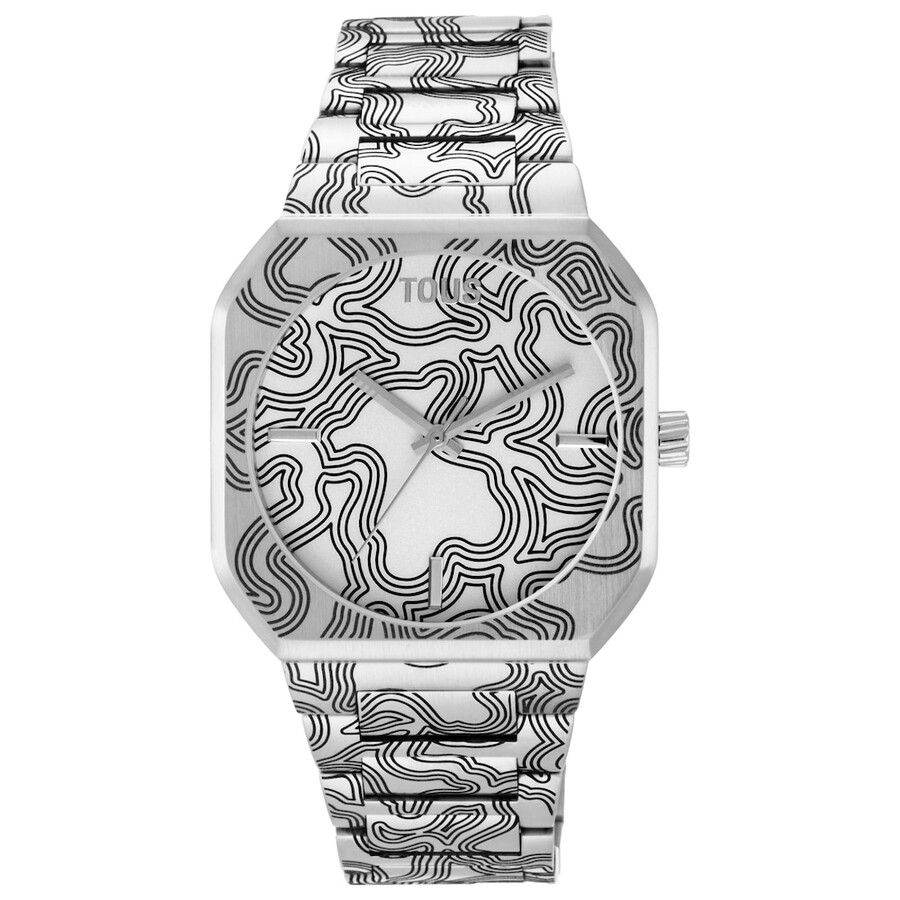 analoge uhr mit geprägtem stahlarmband beleuchtet