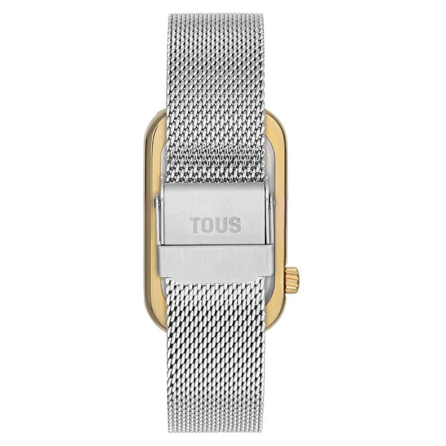 zweifarbige analoge armbanduhr mit bärensilhouette und stahlarmband t-band club