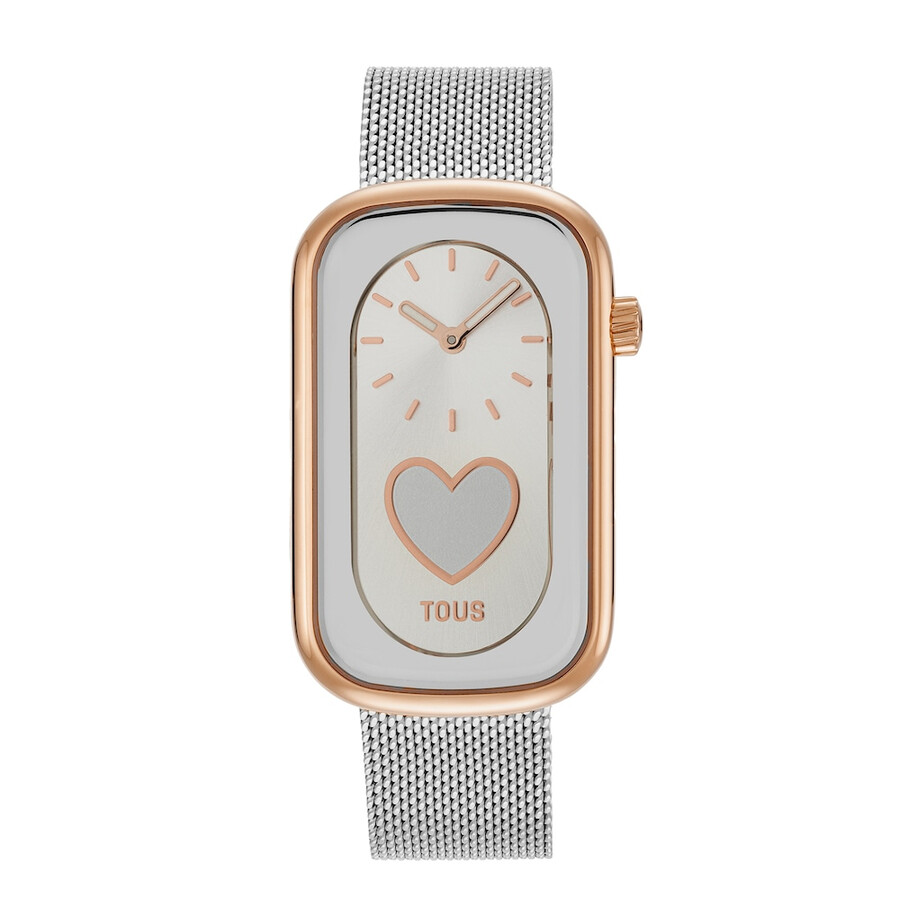 zweifarbige analoge armbanduhr mit herzmotiv und stahlarmband t-band club