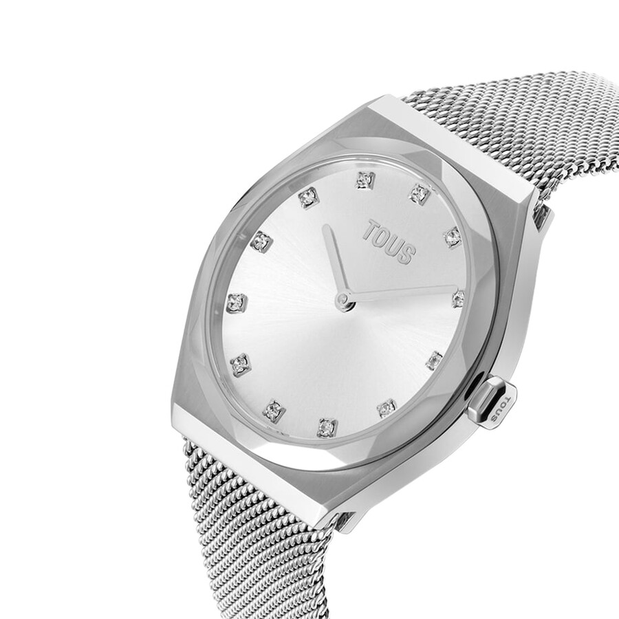 analoge armbanduhr mit stahlarmband karat round mesh