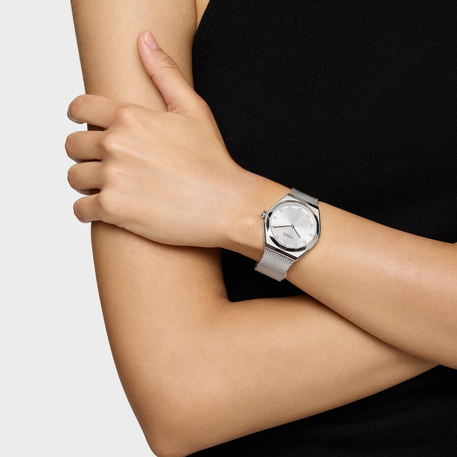analoge armbanduhr mit stahlarmband karat round mesh