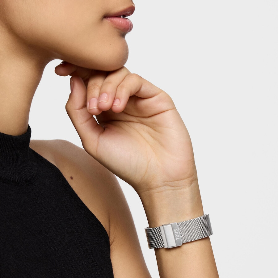 analoge armbanduhr mit stahlarmband karat round mesh