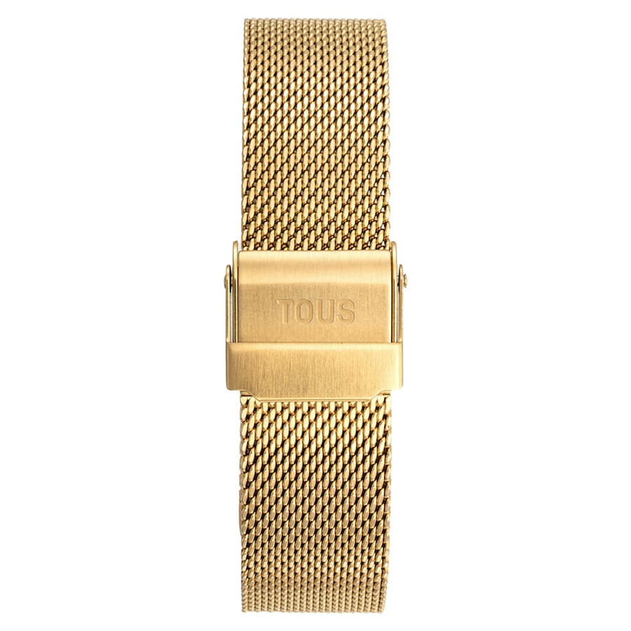 analoge armbanduhr mit goldfarbenem milanaise-armband aus edelstahl mini mesh