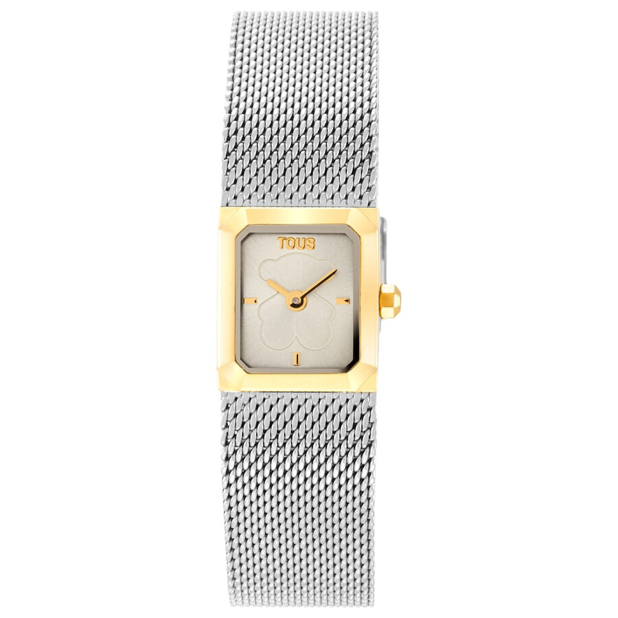 analoge uhr mit milanaise-armband aus edelstahl und goldfarbenem mini-mesh-armband aus edelstahl.