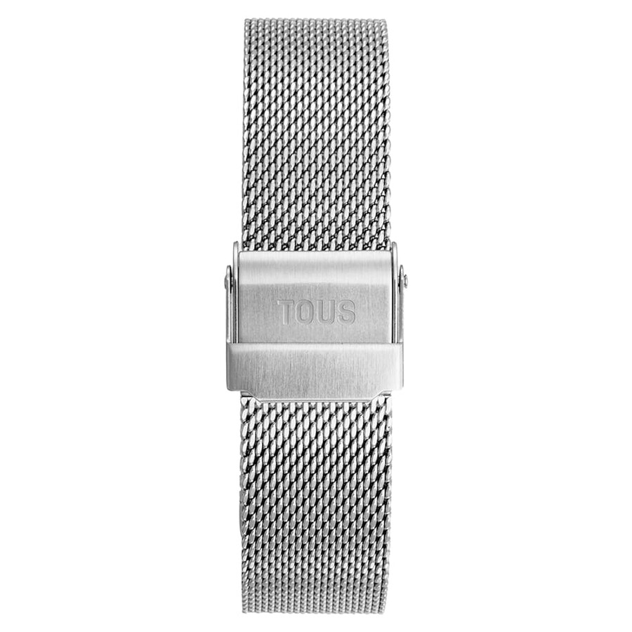 analoge uhr mit milanaise-armband aus edelstahl und goldfarbenem mini-mesh-armband aus edelstahl.