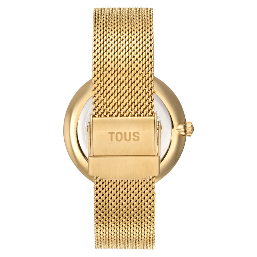 analoge uhr mit grünem zifferblatt und goldfarbenem armband s-mesh-spiegel