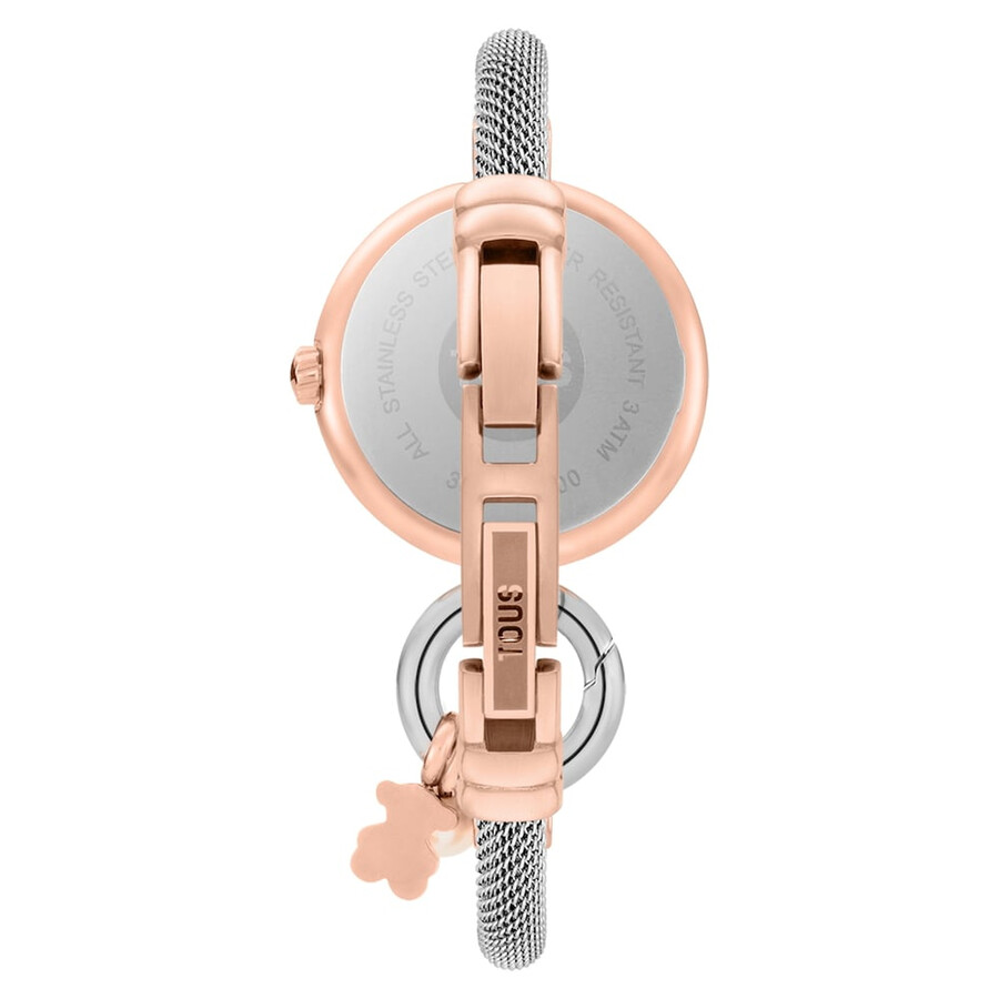 analog-digitaluhr mit armband aus stahl und roségoldenem stahl tous hold charms