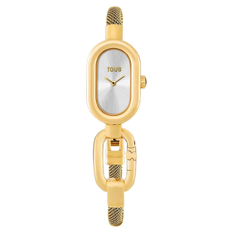 analog-digitaluhr mit goldfarbenem stahlarmband tous hold oval