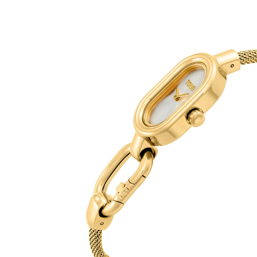 analog-digitaluhr mit goldfarbenem stahlarmband tous hold oval