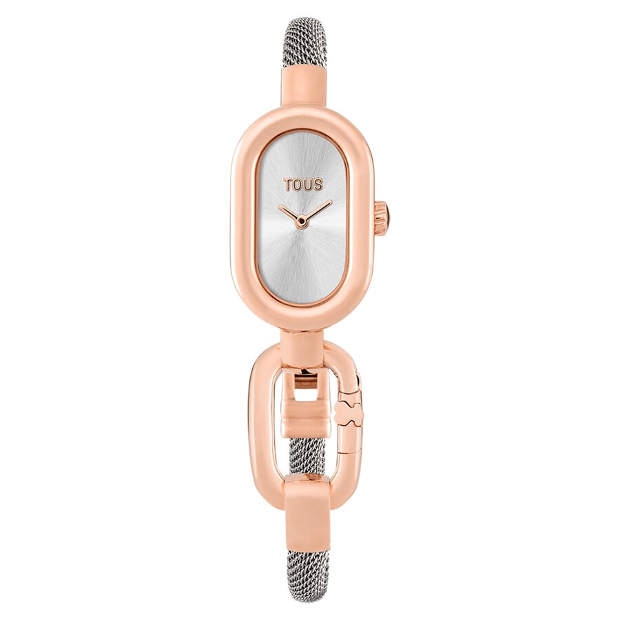 analog-digitaluhr mit edelstahl- und roségoldfarbenem edelstahlarmband tous hold oval