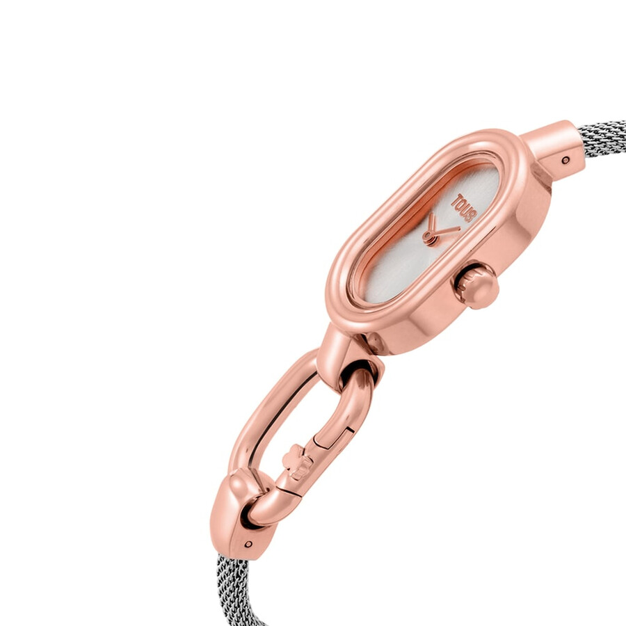analog-digitaluhr mit edelstahl- und roségoldfarbenem edelstahlarmband tous hold oval