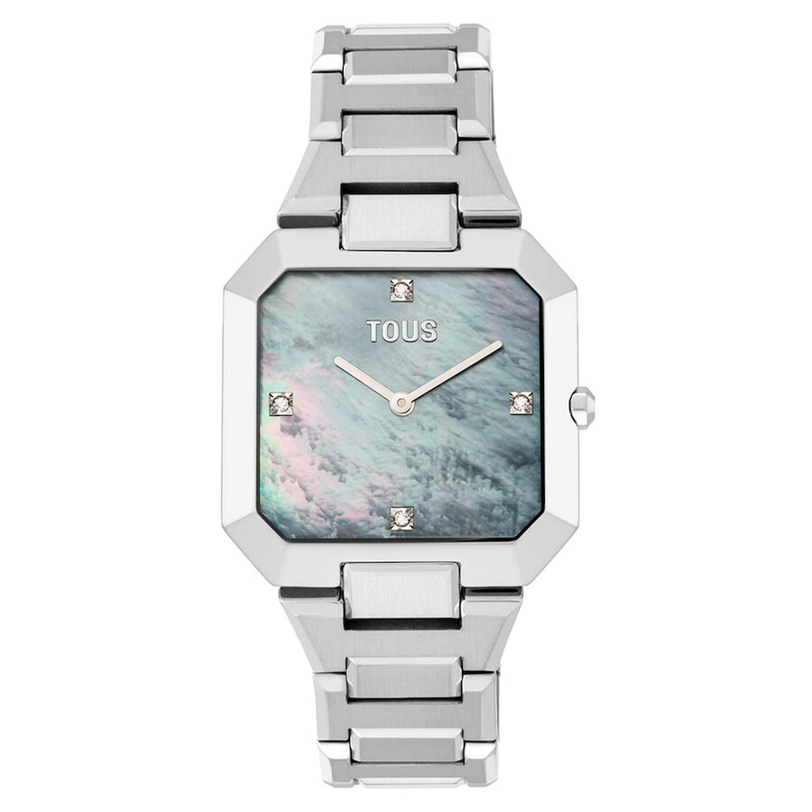 analoge uhr mit stahlarmband und perlmuttzifferblatt karat