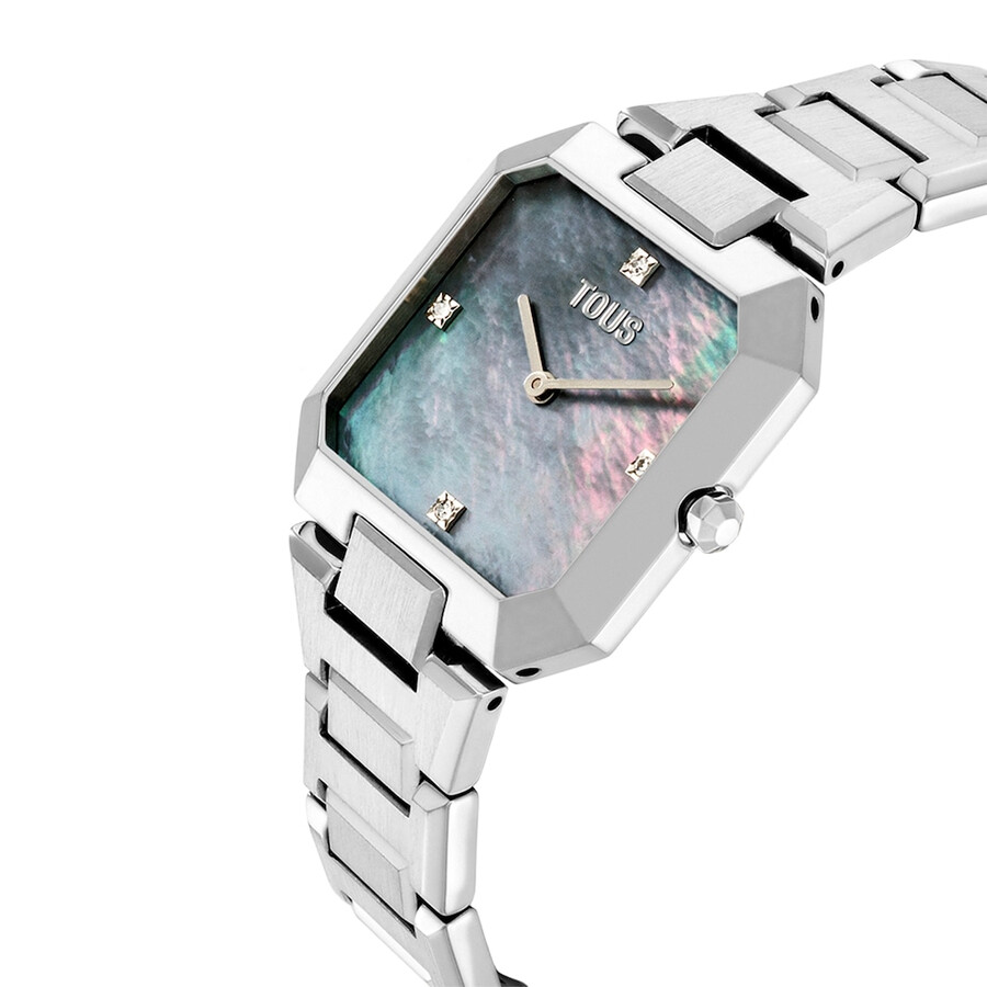 analoge uhr mit stahlarmband und perlmuttzifferblatt karat