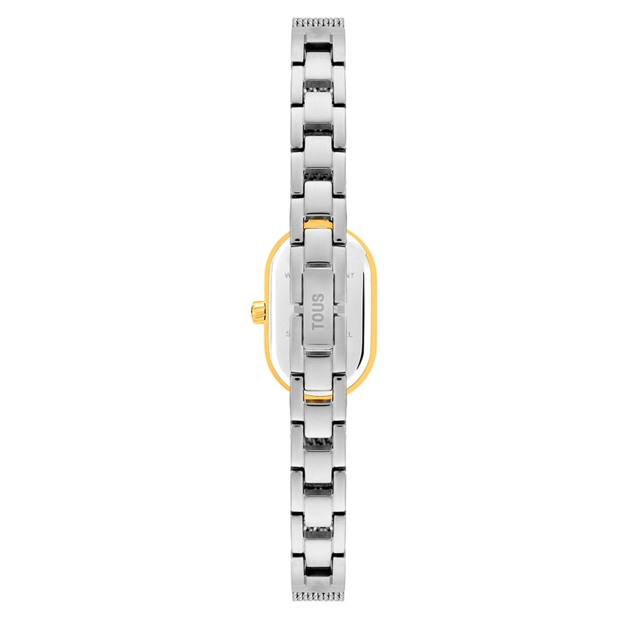 schmuckbesetzte analoge armbanduhr mit armband aus edelstahl und goldfarbenem edelstahl ovales symbol