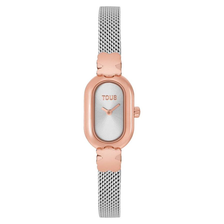 schmuckbesetzte analoge armbanduhr mit armband aus edelstahl und roségoldfarbenem edelstahl ovales symbol