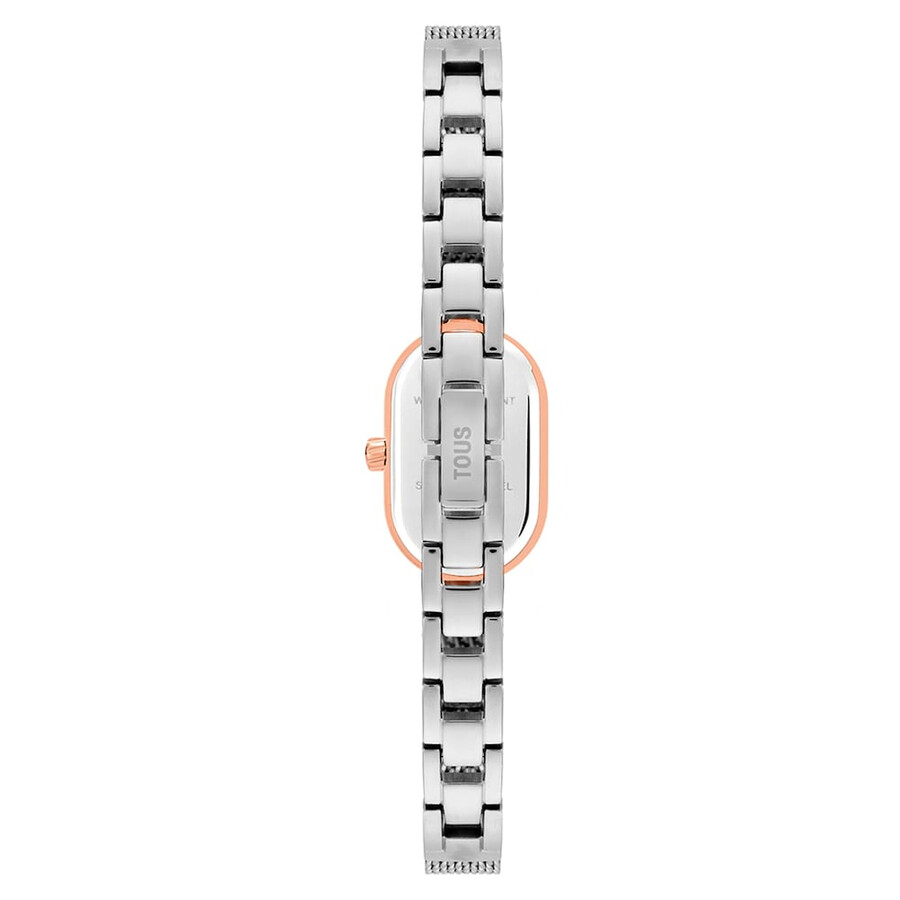 schmuckbesetzte analoge armbanduhr mit armband aus edelstahl und roségoldfarbenem edelstahl ovales symbol