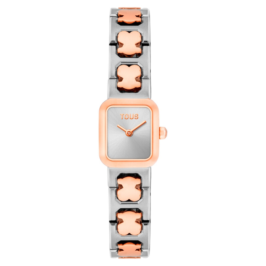 analoge uhr mit armband aus edelstahl und roségoldenem edelstahl icon time