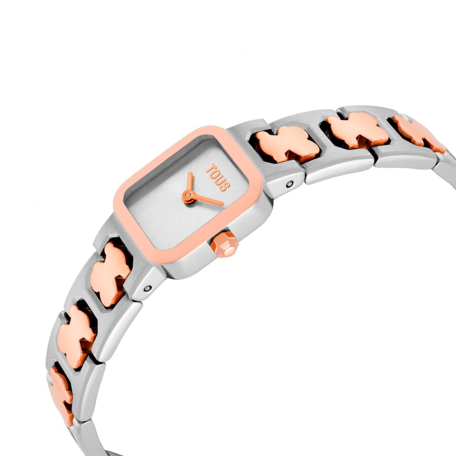 analoge uhr mit armband aus edelstahl und roségoldenem edelstahl icon time