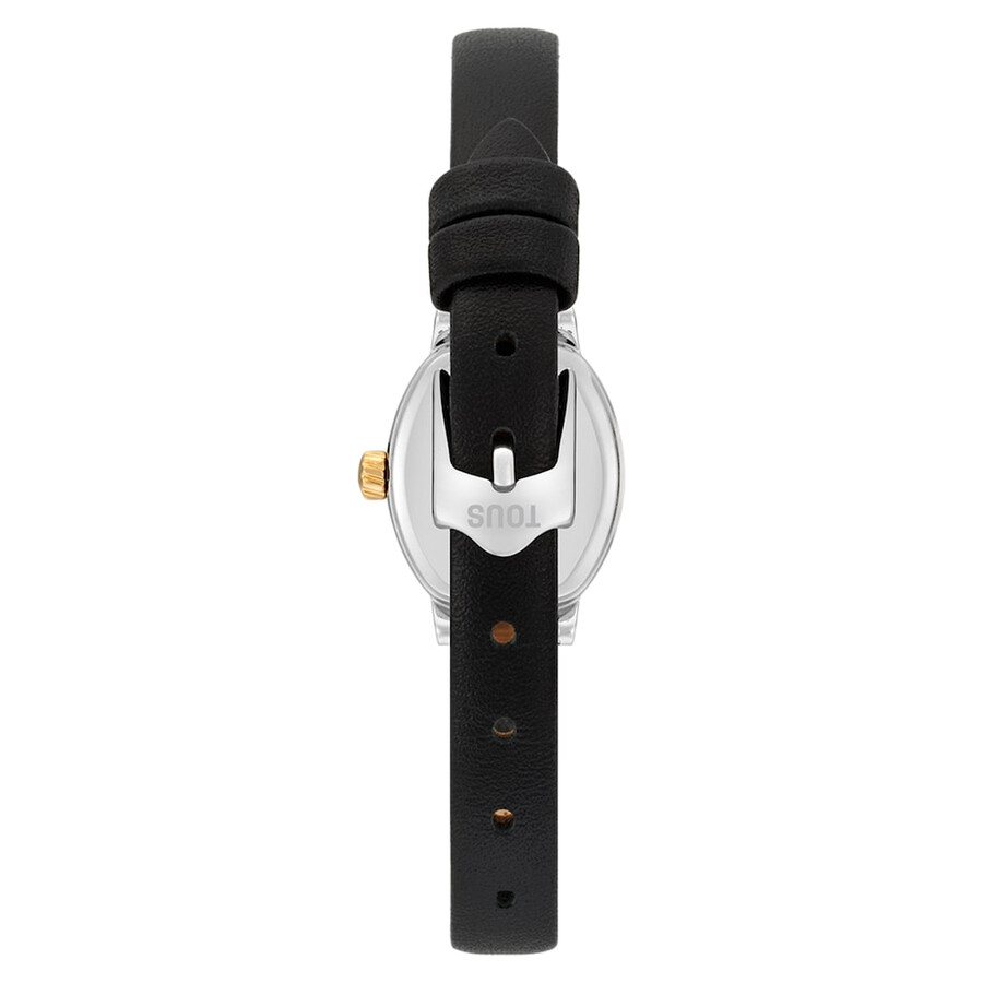 ovale armbanduhr mit schweizer analogwerk aus stahl 14-karätigem gold und lederarmband les classiques mini