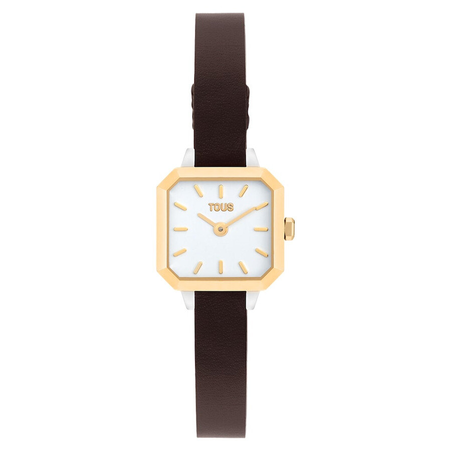 armbanduhr mit schweizer analogwerk aus stahl 14-karätigem gold und lederarmband les classiques mini