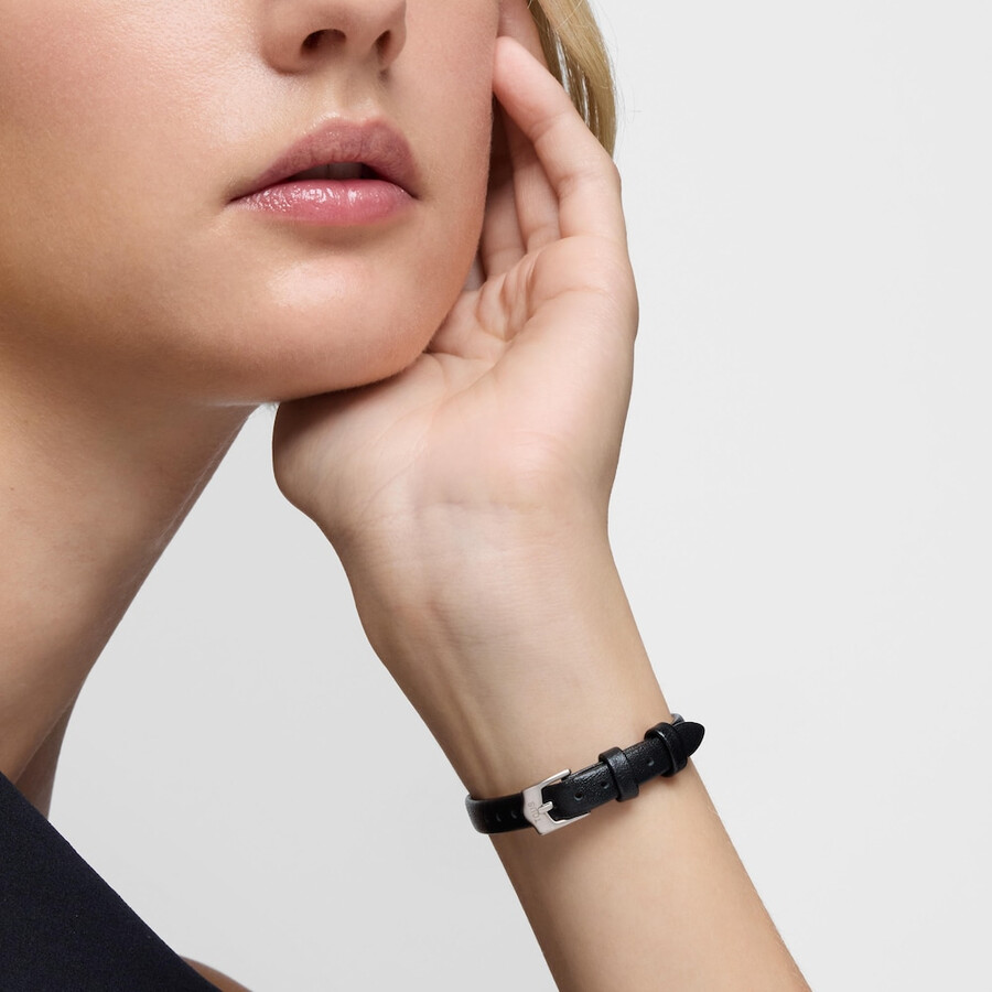 armbanduhr mit schweizer analogwerk aus stahl 14-karätigem gold und lederarmband les classiques mini