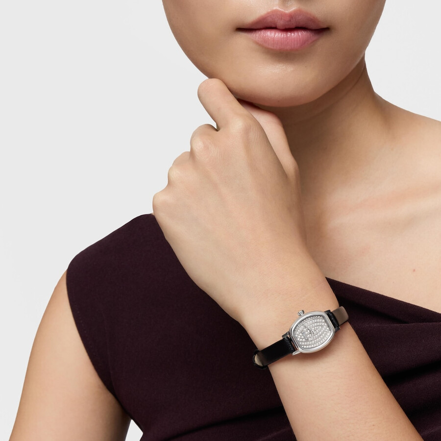 armbanduhr mit analogem schweizer uhrwerk 030 ct diamanten und lederarmband les classiques mini