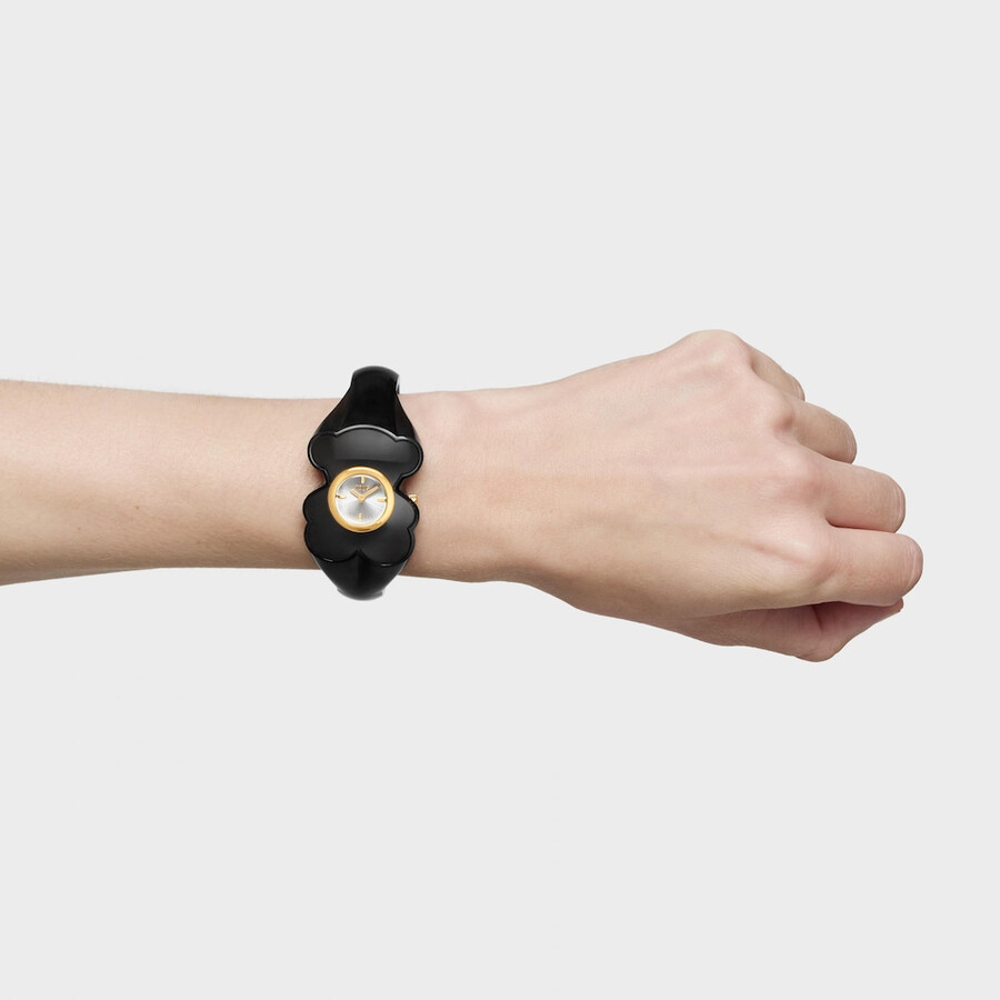 analoge armbanduhr aus goldfarbenem stahl mit rauchbraunem polycarbonat-gehäuse modell t. l bear folks