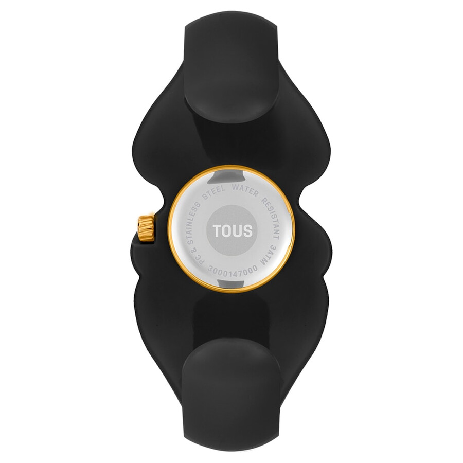 goldfarbene analoge armbanduhr aus stahl mit rauchbraunem polycarbonat-gehäuse modell t. m bear folks
