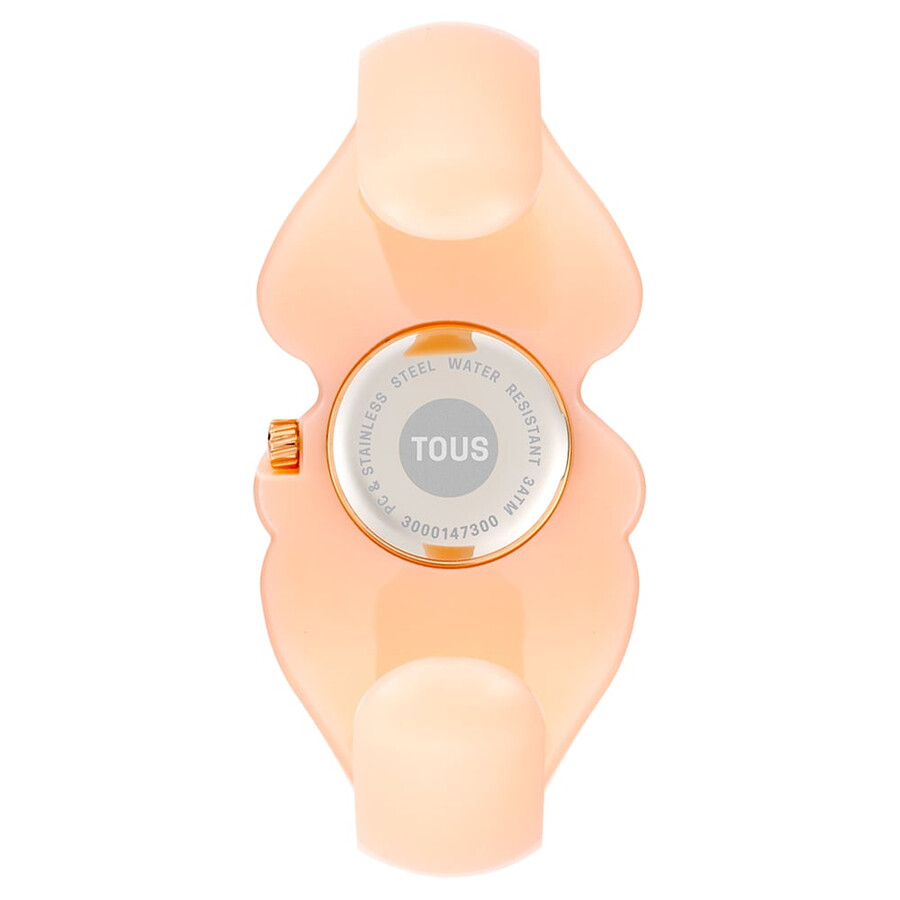 goldfarbene analoge armbanduhr aus stahl mit rosa polycarbonat-gehäuse von t. m bear folks