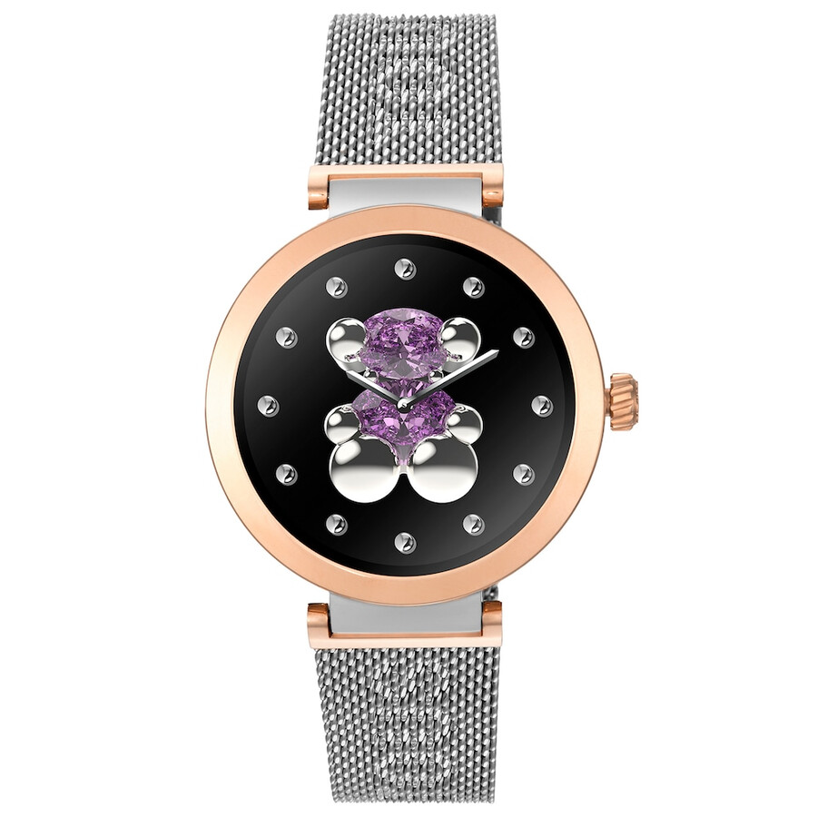 smartwatch mit edelstahl- und roségoldenem edelstahlarmband tous s-connect