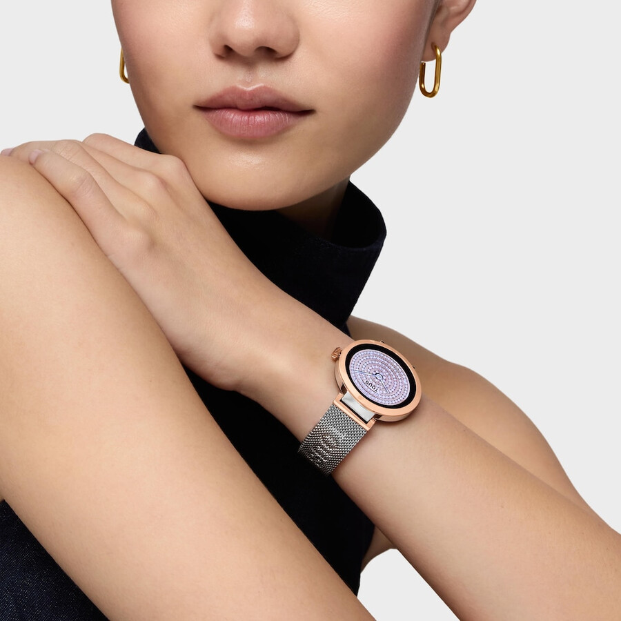 smartwatch mit edelstahl- und roségoldenem edelstahlarmband tous s-connect