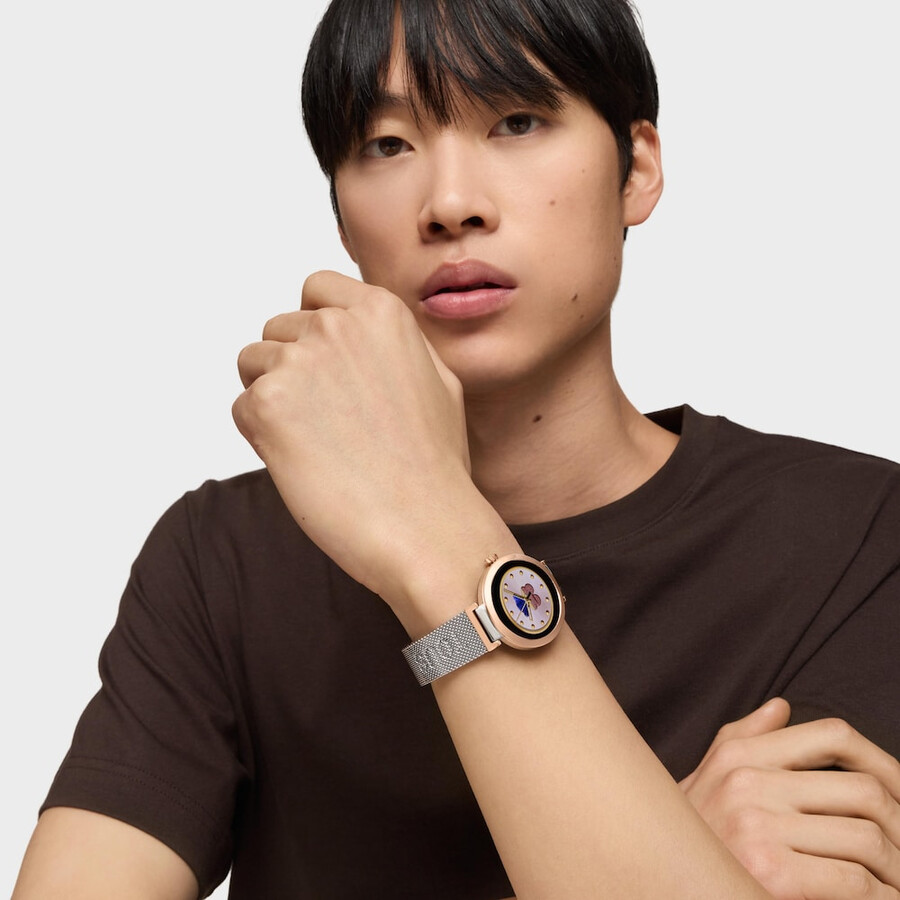 smartwatch mit edelstahl- und roségoldenem edelstahlarmband tous s-connect