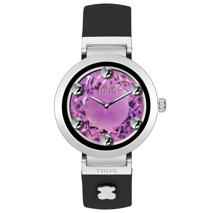 smartwatch mit schwarzem armband und stahlmotiven tous s-connect charms