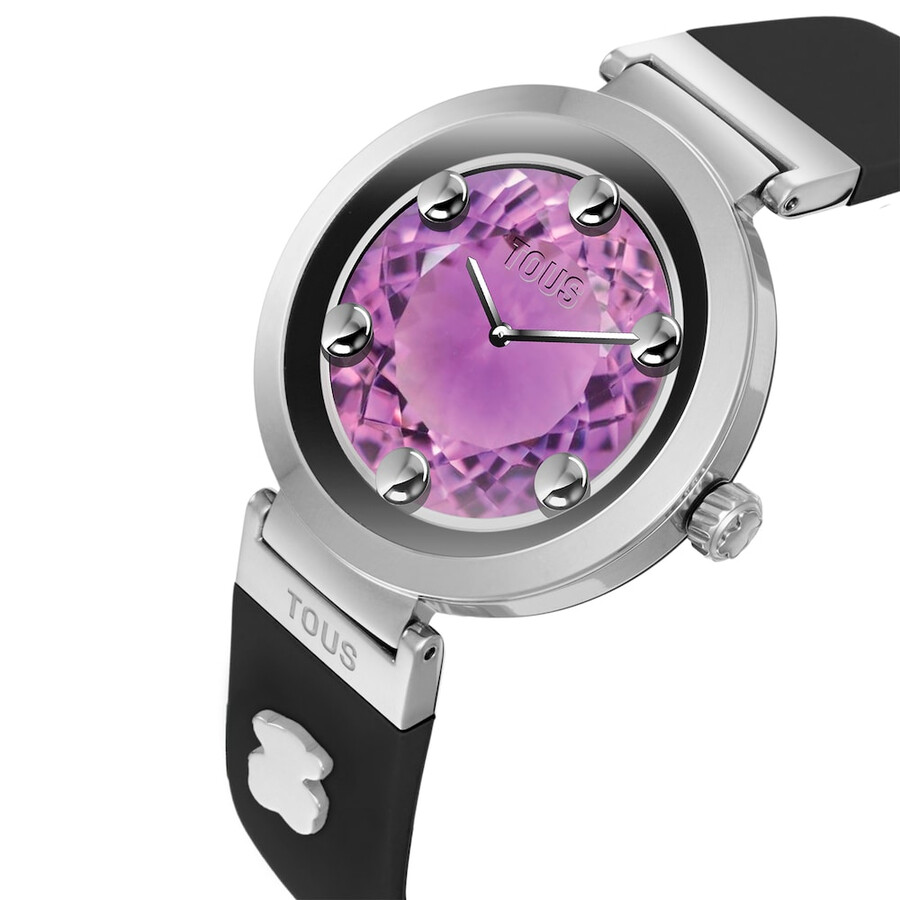smartwatch mit schwarzem armband und stahlmotiven tous s-connect charms